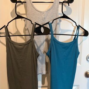 Time and Tru Women's Camisole Trio - Gray, Blue, Olive